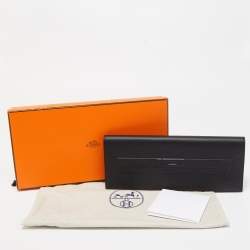 Hermes Noir Swift Leather Birkin Shadow Clutch