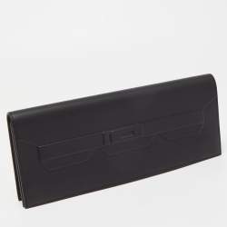 Hermes Noir Swift Leather Birkin Shadow Clutch