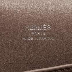 Pre Owned Hermès Etoupe Chèvre Mysore Leather Palladium Finish Geta Sangle Bag
