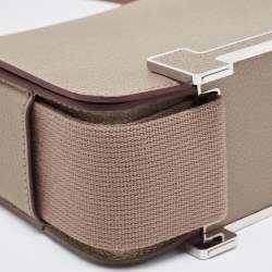 Pre Owned Hermès Etoupe Chèvre Mysore Leather Palladium Finish Geta Sangle Bag