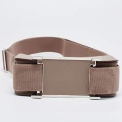 Pre Owned Hermès Etoupe Chèvre Mysore Leather Palladium Finish Geta Sangle Bag