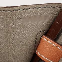 Pre Owned Hermes Gold/Gris Tourterelle Taurillon Novillo Leather Palladium Finish Birkin 25 Bag
