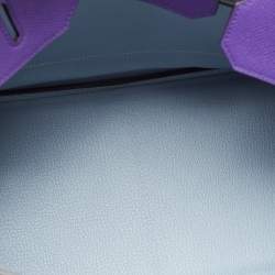 Hermes Crocus/Bleu Lin Epsom Leather Gold Finish Birkin 35 Bag