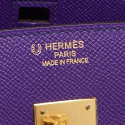 Hermes Crocus/Bleu Lin Epsom Leather Gold Finish Birkin 35 Bag