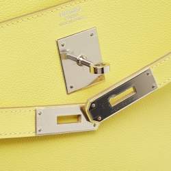 Pre Owned Hermès Lime Evercolor Leather Palladium Finish Kelly Retourne 32 Bag