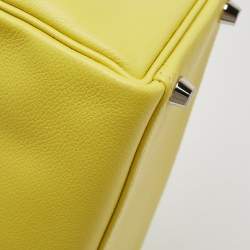 Pre Owned Hermès Lime Evercolor Leather Palladium Finish Kelly Retourne 32 Bag