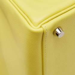 Pre Owned Hermès Lime Evercolor Leather Palladium Finish Kelly Retourne 32 Bag
