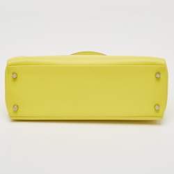 Pre Owned Hermès Lime Evercolor Leather Palladium Finish Kelly Retourne 32 Bag