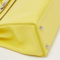 Pre Owned Hermès Lime Evercolor Leather Palladium Finish Kelly Retourne 32 Bag