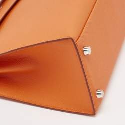 مملوكة مسبقًا Hermes Orange Epsom Leather Palladium Finish Kelly Sellier 28 Bag