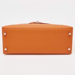 مملوكة مسبقًا Hermes Orange Epsom Leather Palladium Finish Kelly Sellier 28 Bag