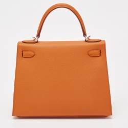 مملوكة مسبقًا Hermes Orange Epsom Leather Palladium Finish Kelly Sellier 28 Bag