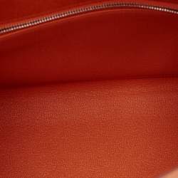مملوكة مسبقًا Hermes Orange Epsom Leather Palladium Finish Kelly Sellier 28 Bag
