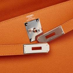 مملوكة مسبقًا Hermes Orange Epsom Leather Palladium Finish Kelly Sellier 28 Bag