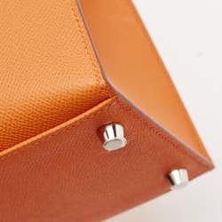 مملوكة مسبقًا Hermes Orange Epsom Leather Palladium Finish Kelly Sellier 28 Bag