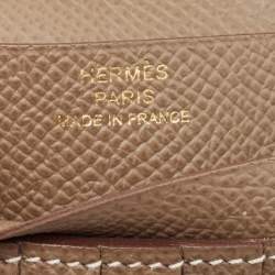Pre Owned Hermès  Etoupe Epsom Leather Bearn Compact Wallet