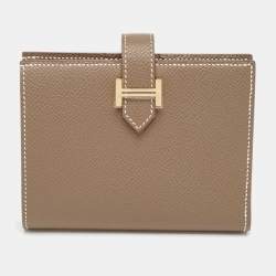 Pre Owned Hermès  Etoupe Epsom Leather Bearn Compact Wallet