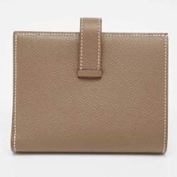 Pre Owned Hermès  Etoupe Epsom Leather Bearn Compact Wallet