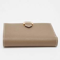 Pre Owned Hermès  Etoupe Epsom Leather Bearn Compact Wallet