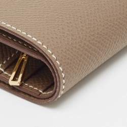 Pre Owned Hermès  Etoupe Epsom Leather Bearn Compact Wallet