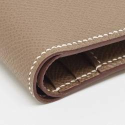 Pre Owned Hermès  Etoupe Epsom Leather Bearn Compact Wallet