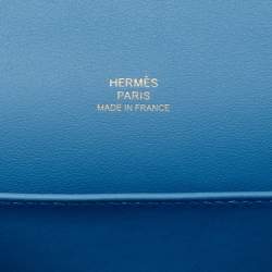 Hermes Bleu Du Nord Swift Leather Gold Finish Kelly Pochette