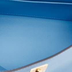 Hermes Bleu Du Nord Swift Leather Gold Finish Kelly Pochette
