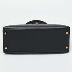 Hermes Noir Epsom Leather Gold Finish Kelly Sellier 28 Bag