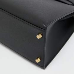 Hermes Noir Epsom Leather Gold Finish Kelly Sellier 28 Bag