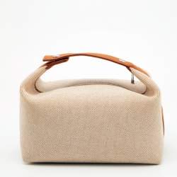 Pre Owned Hermes Natural/Biscuit Toile H Canvas Large Bride-a-Brac Case Pouch