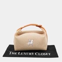 Pre Owned Hermes Natural/Biscuit Toile H Canvas Large Bride-a-Brac Case Pouch