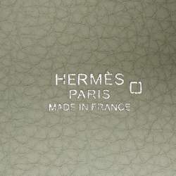 Pre Owned Hermes Gris Neve Taurillon Clemence Leather and Matte Alligator Picotin Lock 18 Bag
