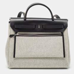 Hermes Noir/Ecru Vache Hunter and Circuit Toile H Plume Herbag Zip 31 Bag
