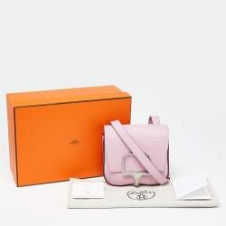 Pre Owned Hermes Mauve Sylvestre Epsom Leather Della Cavalleria Palladium Finish Mini Bag