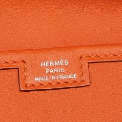 Pre Owned Hermès Orange Swift Leather Jige Elan 29 Clutch