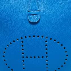 Pre Owned Hermès Bleu Zanzibar Taurillon Clemence Leather Evelyne III PM Bag