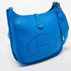 Pre Owned Hermès Bleu Zanzibar Taurillon Clemence Leather Evelyne III PM Bag