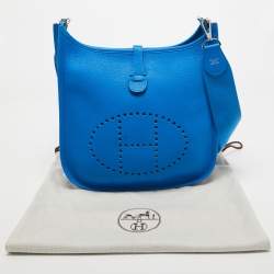 Pre Owned Hermès Bleu Zanzibar Taurillon Clemence Leather Evelyne III PM Bag