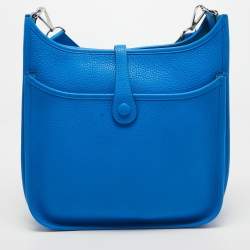 Pre Owned Hermès Bleu Zanzibar Taurillon Clemence Leather Evelyne III PM Bag