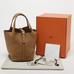 Hermes Biscuit Taurillon Clemence Leather Picotin Lock 18 Bag