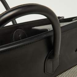 Pre Owned Hermes Black/Ecru Toile Quadrille and Evergrain Leather Palladium Finish HAC Birkin 40 Bag