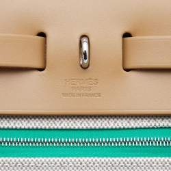 مملوكة مسبقًا Hermès Menthe/Natural Toile H Berline Canvas and Leather Herbag Zip 31 Bag
