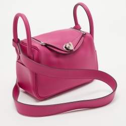Hermès Rose Shocking Swift Leather Palladium Finish Mini Lindy Bag