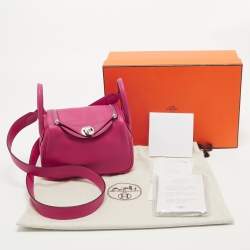 Hermès Rose Shocking Swift Leather Palladium Finish Mini Lindy Bag