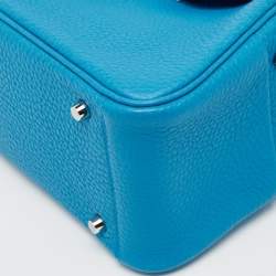 Pre Owned Hermès Bleu Frida Taurillon Clemence Leather Palladium Finish Mini Lindy Bag