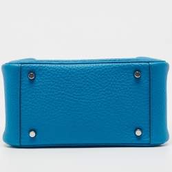 Pre Owned Hermès Bleu Frida Taurillon Clemence Leather Palladium Finish Mini Lindy Bag