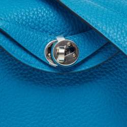 Pre Owned Hermès Bleu Frida Taurillon Clemence Leather Palladium Finish Mini Lindy Bag