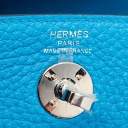 Pre Owned Hermès Bleu Frida Taurillon Clemence Leather Palladium Finish Mini Lindy Bag