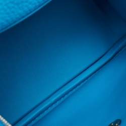 Pre Owned Hermès Bleu Frida Taurillon Clemence Leather Palladium Finish Mini Lindy Bag