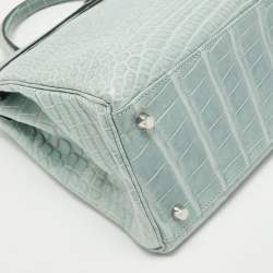 Pre Owned Hermes Ciel Matte Alligator Mississippiensis Palladium Finish Kelly Retourne 35 Bag